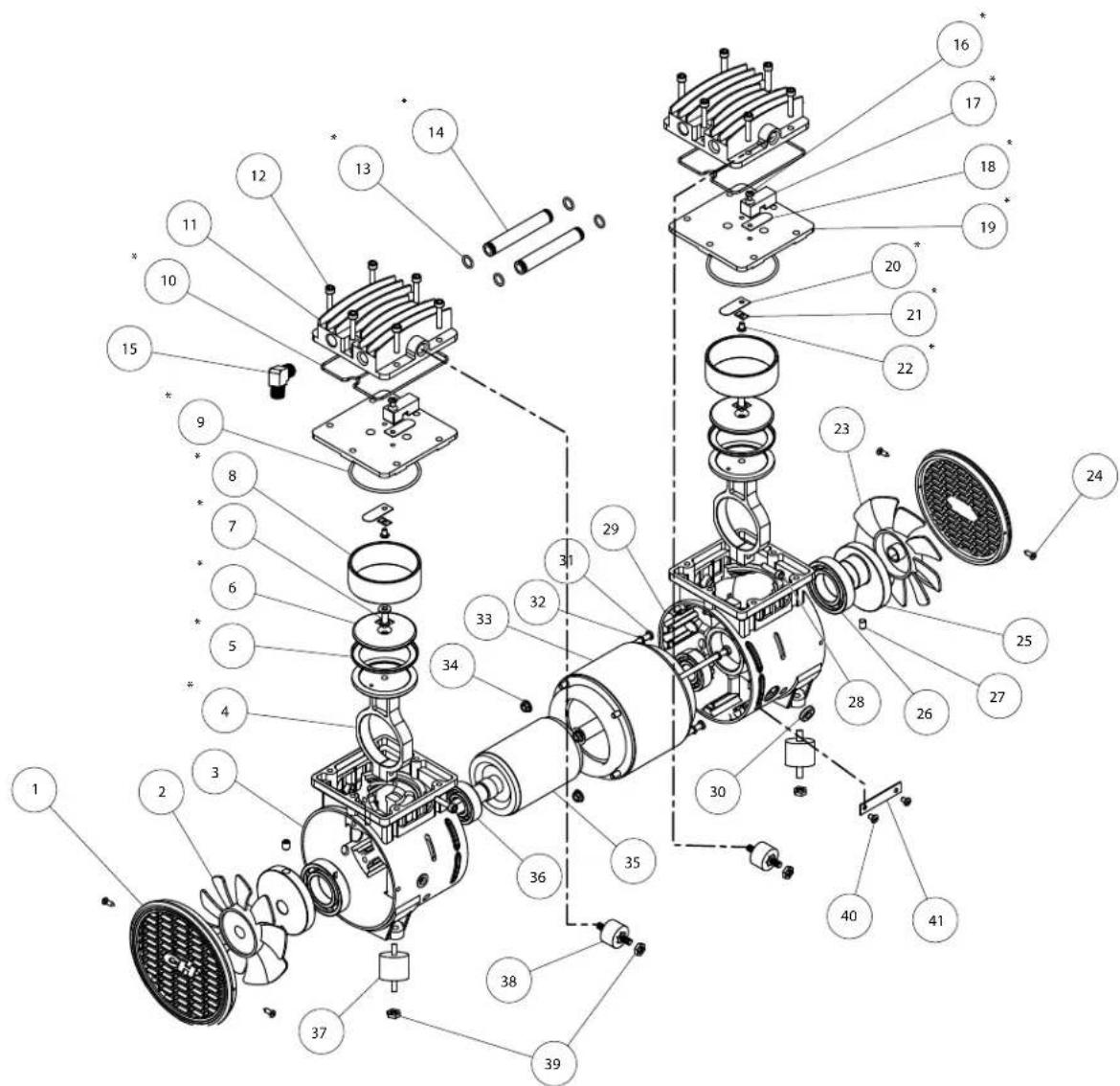 Campbell Hausfeld DC010500 - ILUSTRACIÓN DE LOS REPUESTOS PARA DC010501AV - 1