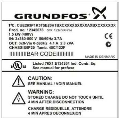 Grundfos NBGE 300-250-350 - Plaque signalétique - 1
