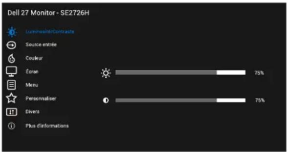 DELL SE2726H - Accéder au menu OSD - 2