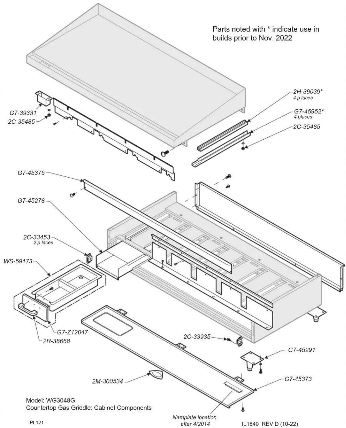 Wells WG2424G - EXPLODED VIEW & PARTS LIST - 1