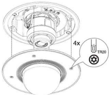 Hanwha Vision XND-8081RF - Assemblage du couvercle du dôme - 1
