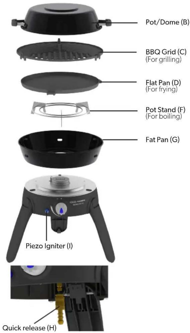 DOMETIC Cadac Safari Chef 30 LP - Component List - 1