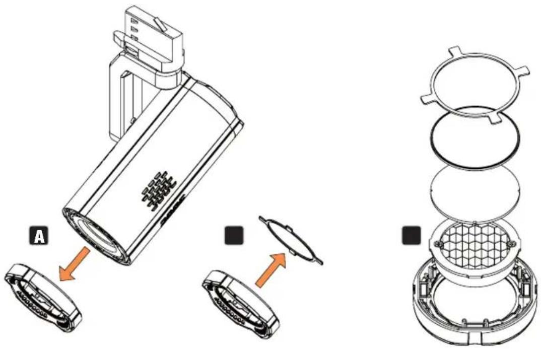Cameo G4 TW - MONTAGGIO DELLA GRIGLIA DIREZIONALE, DEL DIFFUSORE E DEL FILTRO - 1
