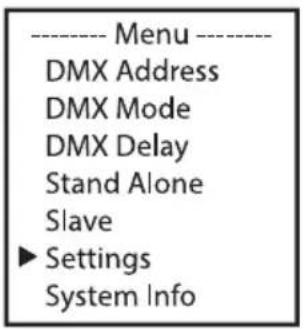 Cameo Root PAR IP - SYSTEM SETTINGS (Settings) - 1