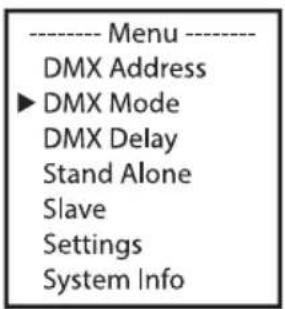 Cameo Root PAR IP - SETTING THE DMX OPERATING MODE (DMX Mode) - 1
