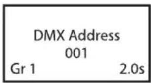 Cameo Root PAR IP - PANTALLA PRINCIPAL EN EL MODO OPERATIVO DMX - 1
