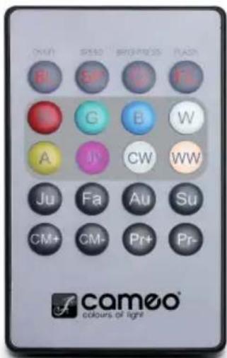 Cameo Root PAR IP - IR REMOTE CONTROL (OPTIONALLY AVAILABLE; PRODUCT NUMBER CLPFLAT1REMOTE) - 1