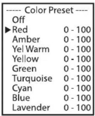 Cameo Root PAR IP - TRYB PRACY COLOR PRESET STAND-ALONE - 3