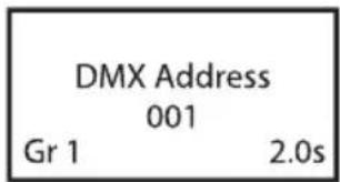 Cameo Root PAR IP - DISPLAY PRINCIPALE IN MODALITÀ OPERATIVA DMX - 1