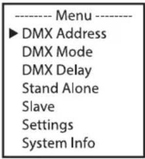 Cameo Root PAR IP - SETTING THE DMX START ADDRESS (DMX Address) - 1