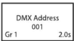 Cameo Root Bar SMD - SCHERMATA PRINCIPALE NELLA MODALITÀ DMX SUL DISPLAY - 1