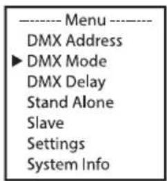Cameo Root Bar SMD - RÉGLAGE DU MODE DMX (DMX Mode) - 1