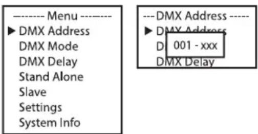 Cameo Root Bar SMD - SETTING THE DMX START ADDRESS (DMX Address) - 1