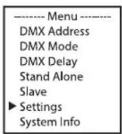 Cameo Root Bar SMD - SYSTEM SETTINGS (Settings) - 1