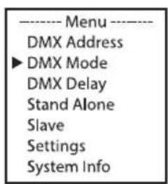 Cameo Root Battery - IMPOSTAZIONE DELLA MODALITA OPERativa DMX (DMX Mode) - 1