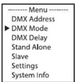 Cameo Root Battery - AJUSTE DEL MODE OPERativo DMX (DMX Mode) - 1
