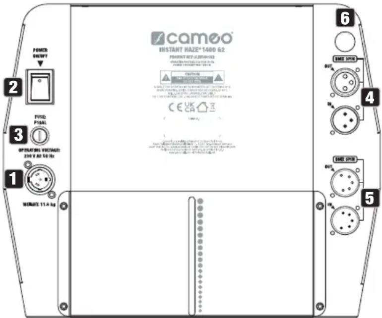 Cameo Instant Hazer 1400 G2 - CONNECTIONS AND OPERATING/DISPLAY ELEMENTS - 1