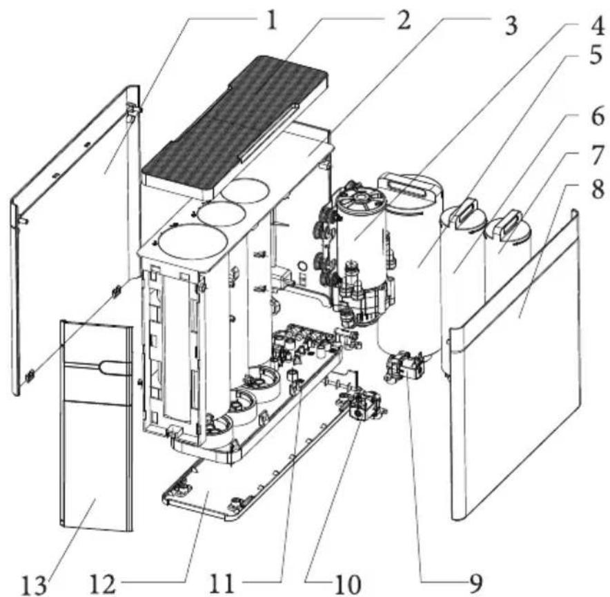 Klarstein PuraFina - Disegno esploso dei componenti - 1