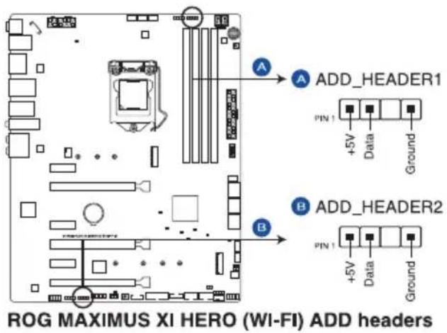 ASUS ROG Maximus XI Hero - Connecteurs RGB adressable (4-1 pin ADD\_HEADER1-2) - 1