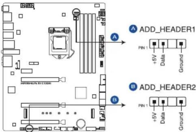 ASUS ROG Maximus XI Code - Connecteur RGB adressable (4-1 pin ADD\_HEADER1-2) - 1