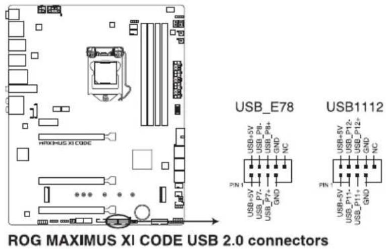 ASUS ROG Maximus XI Code - Connecteurs USB 2.0 (10-1 pin USBE78; USB1112) - 1