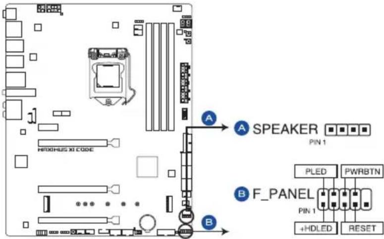 ASUS ROG Maximus XI Code - Connecteurs panneau système (10-1 pin F\_PANEL; 4-pin SPEAKER) - 1