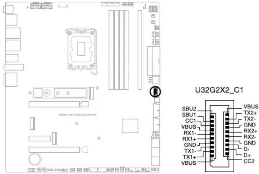 ASUS ROG Maximus Z790 Extreme - Connecteur pour port USB 3.2 Gen 2x2 Type-C® en façade - 1
