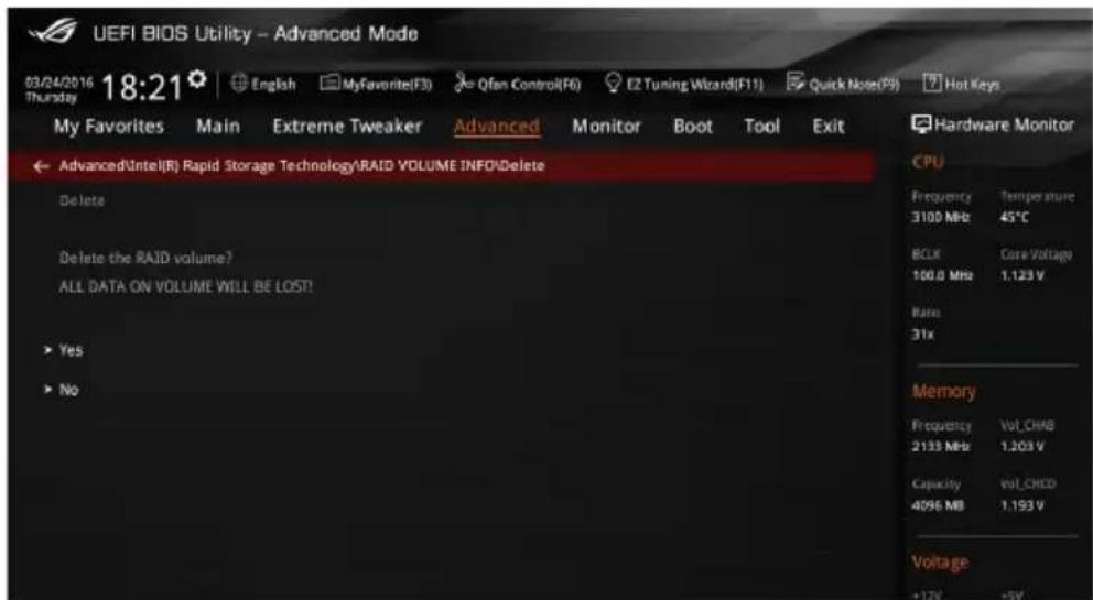 ASUS ROG Rampage V Edition 10 - Pour supprimer un volume RAID : - 2