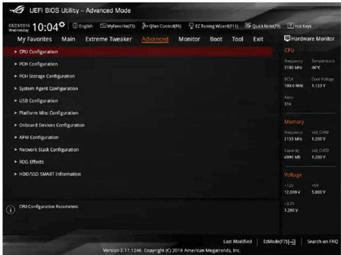ASUS ROG Rampage V Edition 10 - Menu Advanced (Avancé) - 2