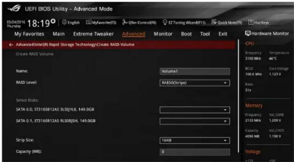 ASUS ROG Rampage V Edition 10 - Créer un volume RAID - 1