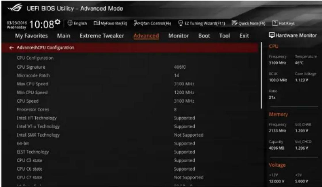 ASUS ROG Rampage V Edition 10 - CPU Configuration (Configuration du processeur) - 2