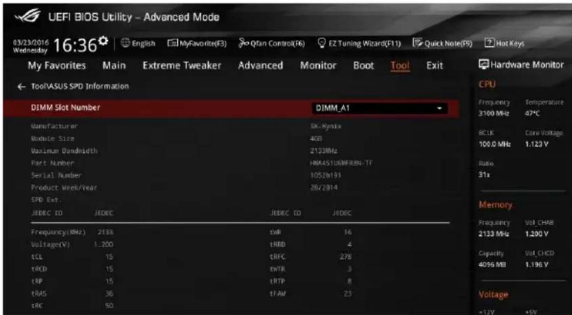 ASUS ROG Rampage V Edition 10 - ASUS SPD Information (Informations SPD ASUS) - 1