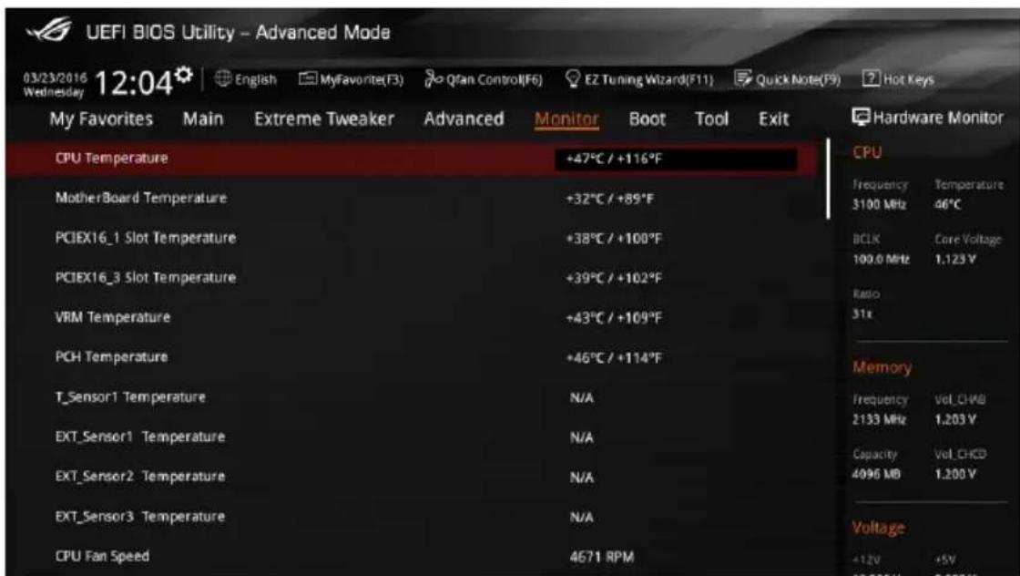 ASUS ROG Rampage V Edition 10 - Menu Monitor (Surveillance) - 1