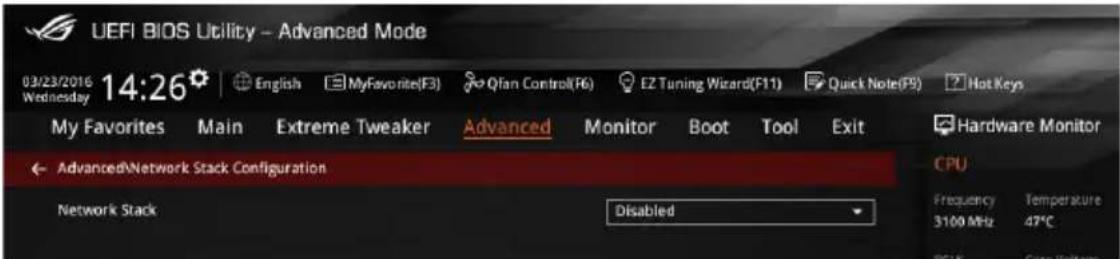 ASUS ROG Rampage V Edition 10 - Network Stack Configuration (Configuration de pile réseau) - 1