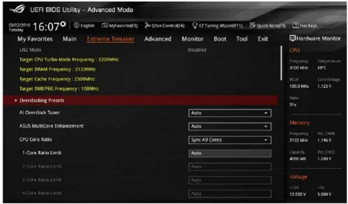ASUS ROG Rampage V Edition 10 - Menu Extreme Tweaker - 2