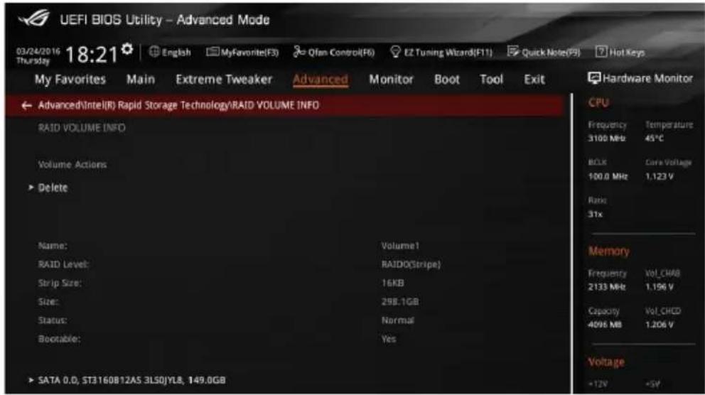 ASUS ROG Rampage V Edition 10 - Pour supprimer un volume RAID : - 1