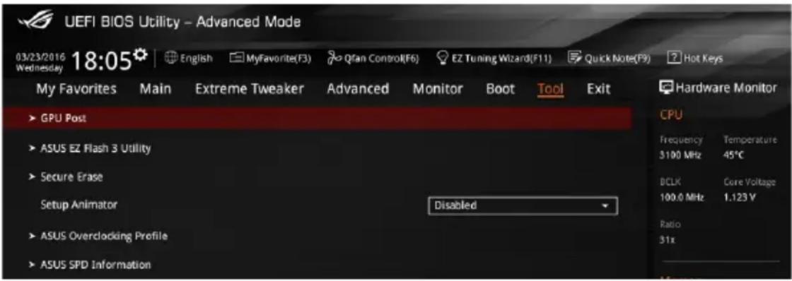 ASUS ROG Rampage V Edition 10 - Menu Tool (Outils) - 1