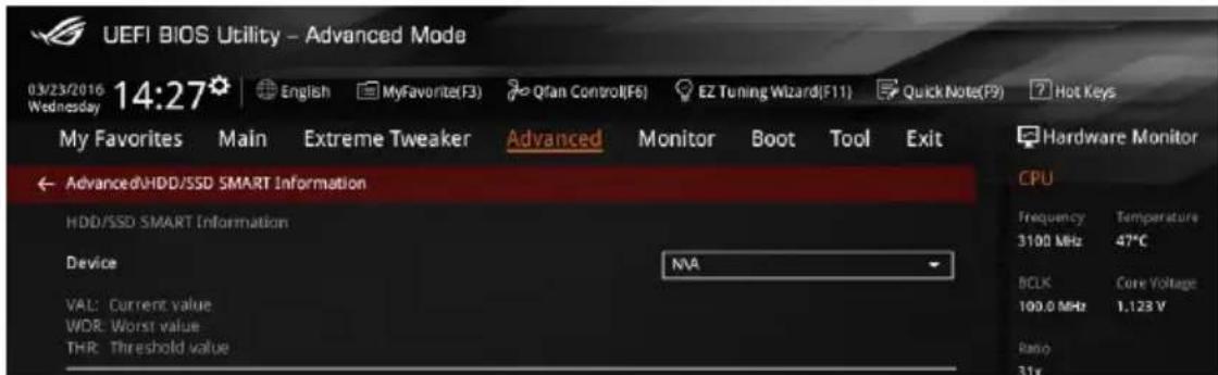 ASUS ROG Rampage V Edition 10 - HDD/SSD SMART Information (Informations SMART disque dur/SSD) - 1