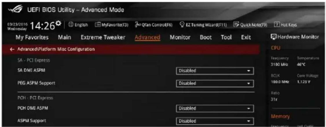 ASUS ROG Rampage V Edition 10 - Platform Misc Configuration (Paramètres de plateforme) - 1