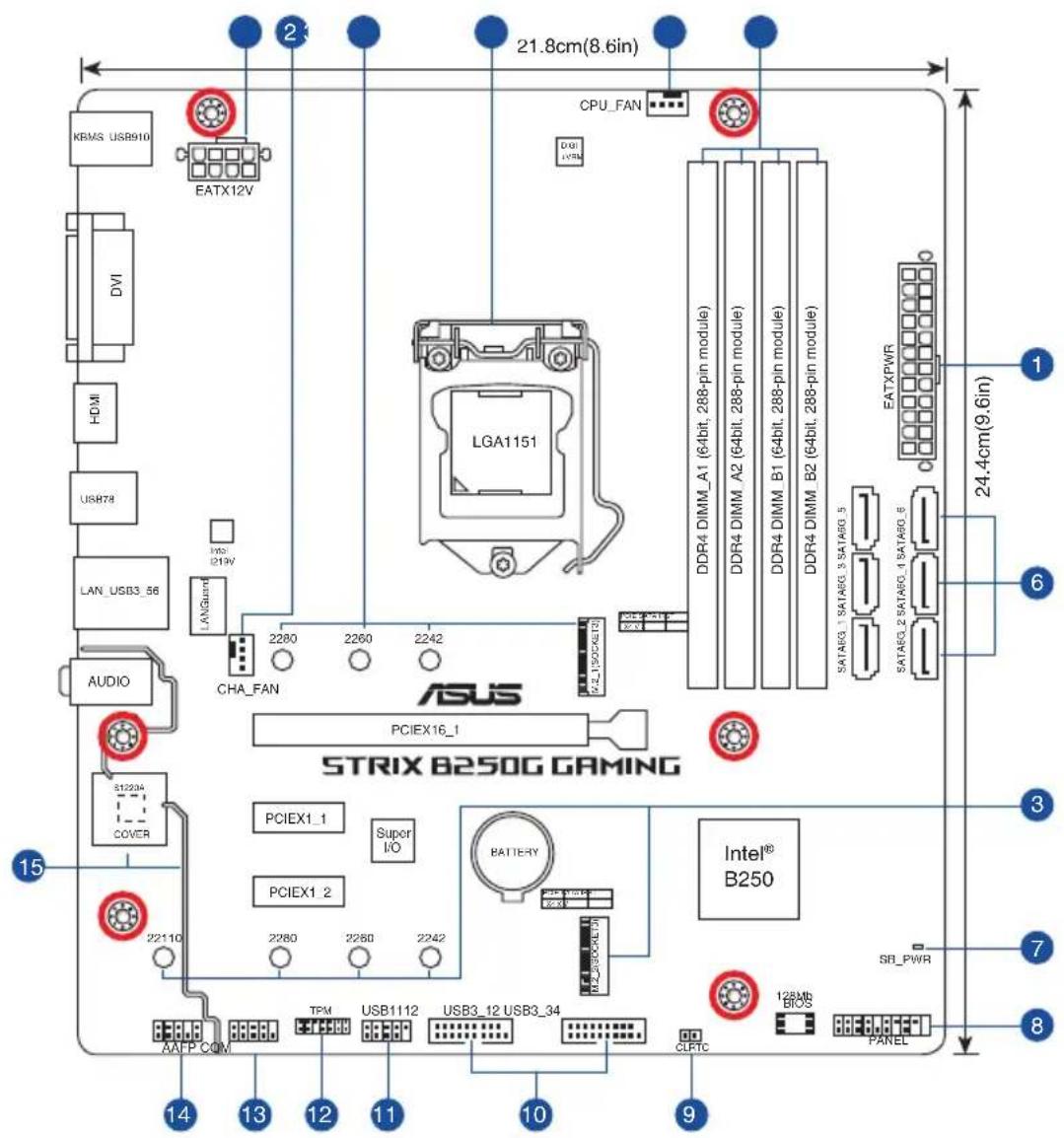 ASUS ROG Strix B250G Gaming - Schéma de la carte mère - 1