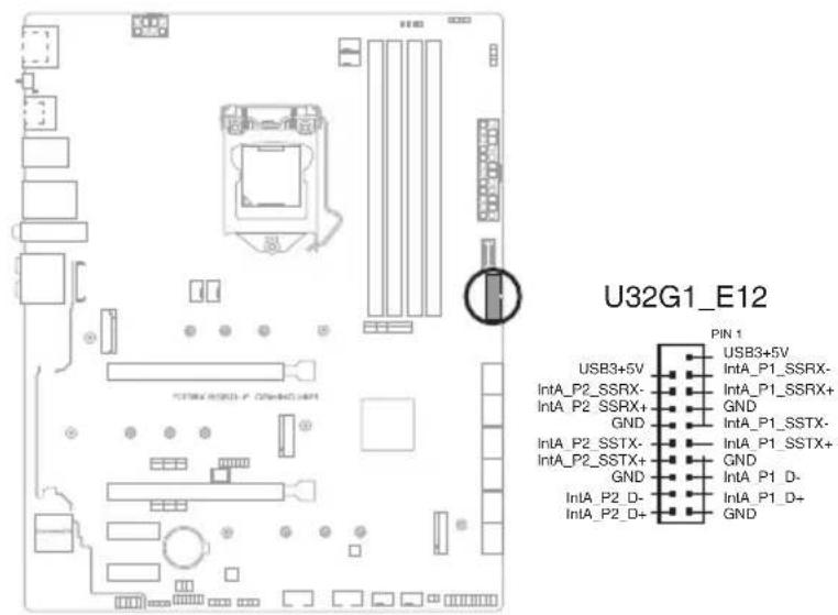 U32G1_E12 PIN 1 USB3+5V IntA_P1_SSRX- IntA_P2_SSRX+ GND IntA_P1_SSTX- IntA_P2_SSTX- GND IntA_P1_D- IntA_P2_D- GND USB3+5V IntA_P1_SSRX- IntA_P2_SSRX+ GND IntA_P1_SSTX- IntA_P2_SSTX+ GND IntA_P1_D- IntA_P2_D+ GND