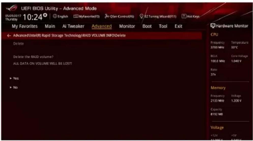 ASUS ROG Strix X299-XE Gaming - Supprimer un volume RAID - 3