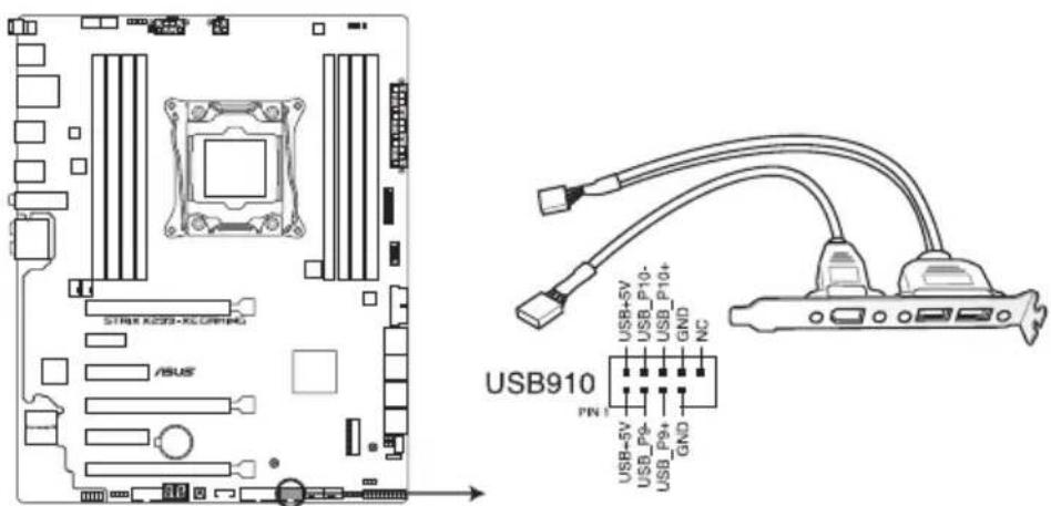 STRAW K253-XCLOPING ASUS USB910 PIN 1 USB-5V USB_P9- USB_P9+ GND NC USB-5V USB_P10- USB_P10+ GND