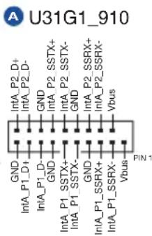 A U31G1_910 INTA_P2_D+ INTA_P2_D- GND INTA_P1_D+ GND INTA_P2_SSTX+ GND INTA_P2_SSTX- GND INTA_P2_SSRX+ Vbus INTA_P1_SSTX- GND INTA_P1_SSRX+ Vbus PIN 1