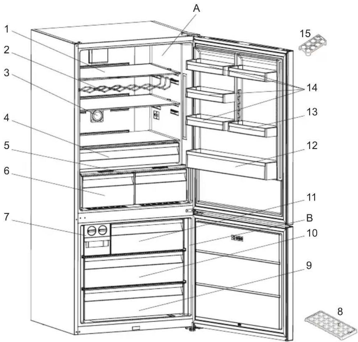 AEG RCB76211TX - LES PARTIES DE L'APPAREIL ET LES COMPARTIMENTS - 1