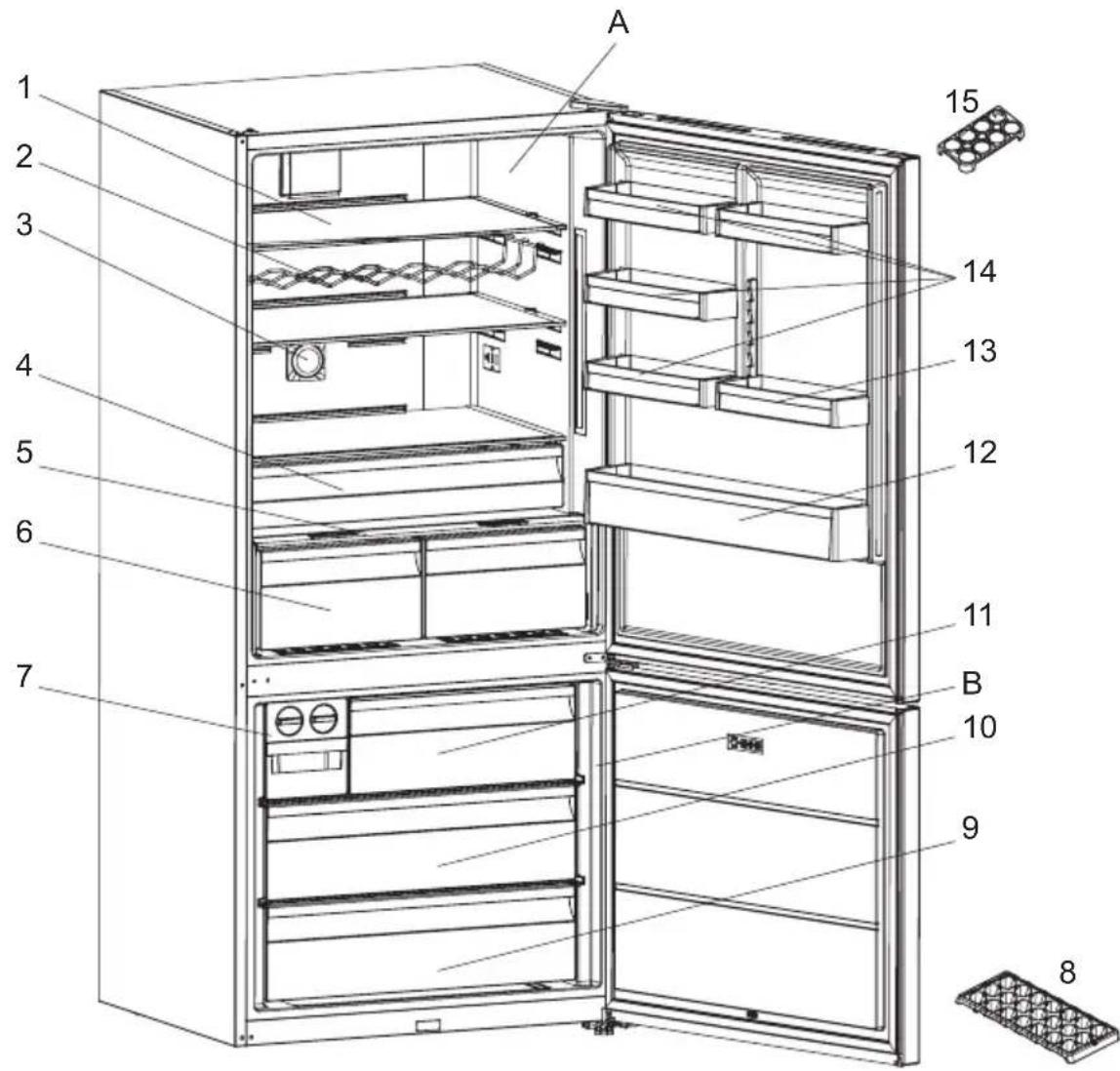 AEG RCB76211TX - THE PARTS OF THE APPLIANCE AND THE COMPARTMENTS - 1