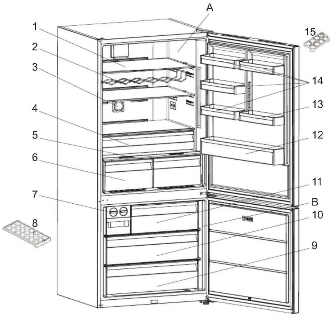 AEG RCB76211TX - LES PARTIES DE L'APPAREIL ET LES COMPARTIMENTS - 2