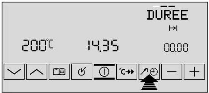DUREE 200°C 14.35 00:00 ✓ ↑ ▲ ◆ Ⓧ °C→ ↗ + - +