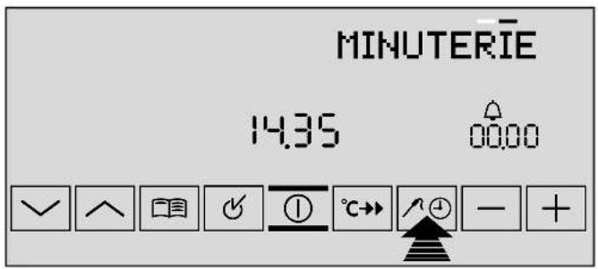 MINUTERIE 14.35 00:00 ✓ ↑ ▲ ▼ ⏻ °C→ ↗ + - +