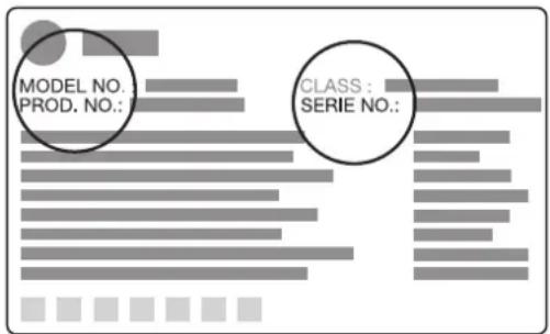 MODEL NO.: PROD. NO.: CLASS : SERIE NO.: